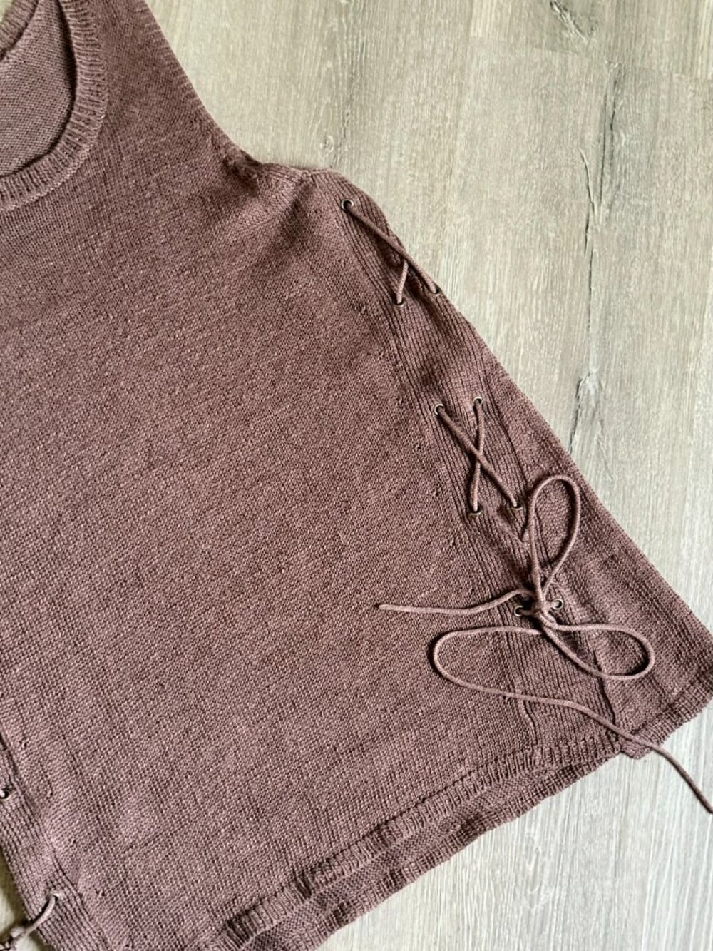 100% Linen Knit Tank Y2K Earthy Boho Brown NWT Small